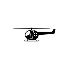 Medical helicopter monochrome icon with EPS 10 - jpeg format, simple and trendy flat style isolated on white background. Chopper illustration. - Vector