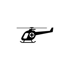 Medical helicopter monochrome icon with EPS 10 - jpeg format, simple and trendy flat style isolated on white background. Chopper illustration. - Vector