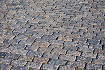 Texture of old cobblestone pavement