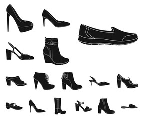 Vector illustration of footwear and woman sign. Collection of footwear and foot vector icon for stock.