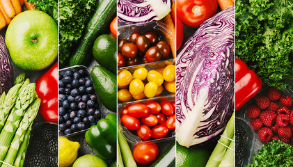 Fresh vegetables colorful collage