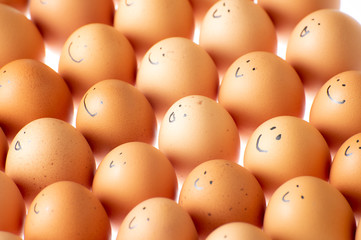 Plenty eggs in smile emotion