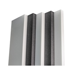5 Dämmstoffplatten grau und weiß aus Styropor stehend - obrazy, fototapety, plakaty