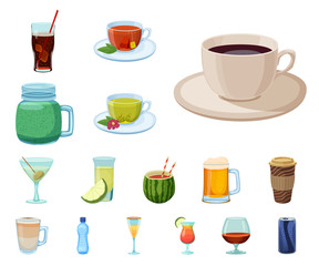 Vector design of drink and bar sign. Collection of drink and party stock symbol for web.