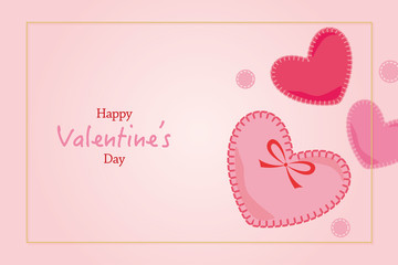 Background Illustration of felt's heart decoration, Happy valentine's day