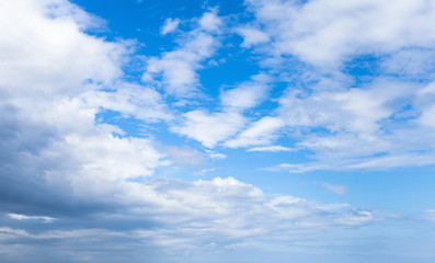 White clouds in blue sky at day. Natural background