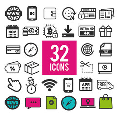 Set of flat icons for web, mobile apps and interface design.