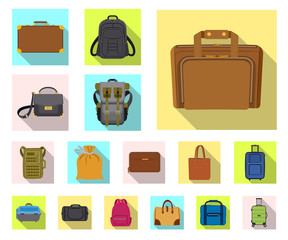 Vector illustration of suitcase and baggage logo. Set of suitcase and journey stock vector illustration.