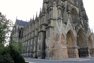 Reims, France. The Cathedral of Our Lady (Cathedrale Notre Dame), a major High Gothic building and...
