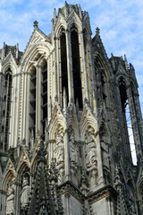 Reims, France. The Cathedral of Our Lady (Cathedrale Notre Dame), a major High Gothic building and...