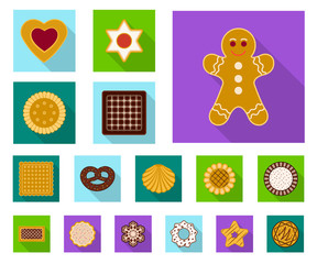Vector design of biscuit and bake sign. Set of biscuit and chocolate stock vector illustration.