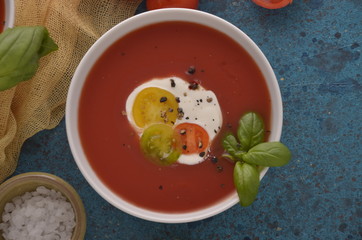 tomato soup in a bowl