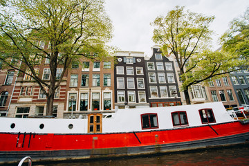 Amsterdam, Netherlands September 5, 2017: canals and rivers. City landscape. Tourist place. Sights.