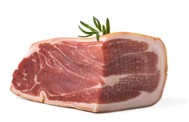 The finest prosciutto  with rosemary on white background