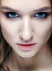 Fototapeta premium Closeup macro shot of human woman face
