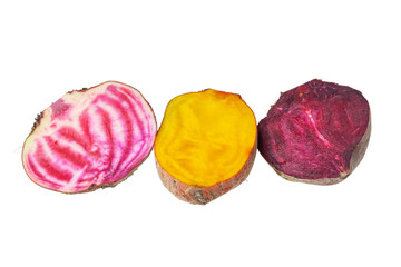 Bunte Beete , halbiert auf weißem Hintergrund