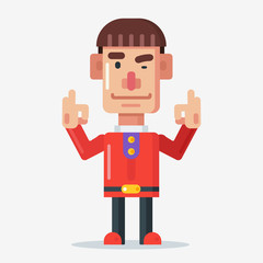 Cartoon man character with red doing ok gesture with both hand