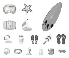 Vector design of equipment and swimming sign. Set of equipment and activity vector icon for stock.