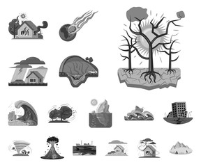 Isolated object of natural and disaster icon. Set of natural and risk vector icon for stock.