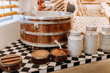 The wooden ancient press on a craft market