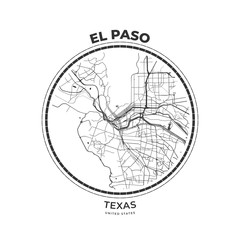 T-shirt map badge of El Paso, Texas