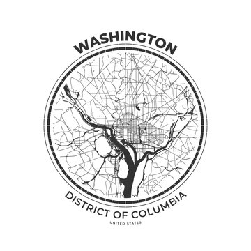 T-shirt map badge of Washington, District of Columbia