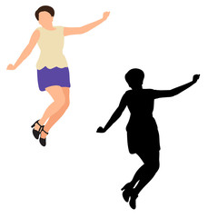 Fototapeta na wymiar silhouettes of girls jumping, joy