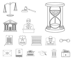 Isolated object of law and lawyer sign. Set of law and justice vector icon for stock.