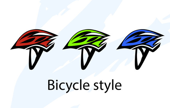 Bicycle helmets. Set of vector images.