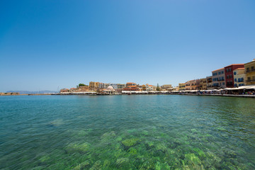 Fototapeta na wymiar Crete Chania. Beautiful venetian port of Chania.