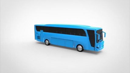 blue bus 3d white background