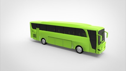 green bus 3d white background