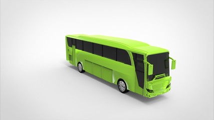 green bus 3d white background