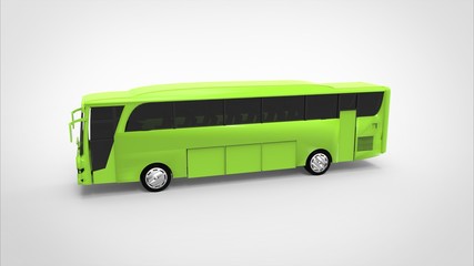 green bus 3d white background