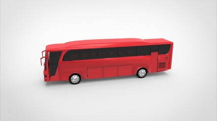 red bus 3d white background