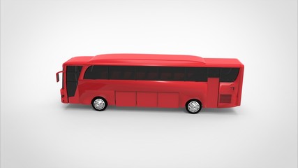 red bus 3d white background