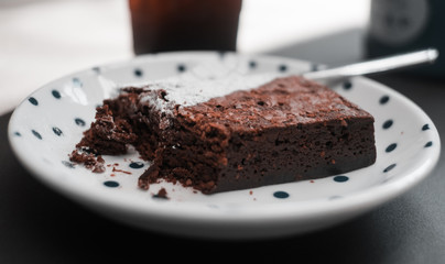 piece of chocolate cake on a plate