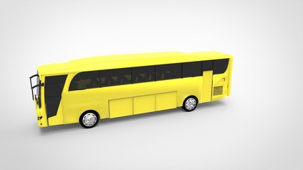 yellow bus 3d white background