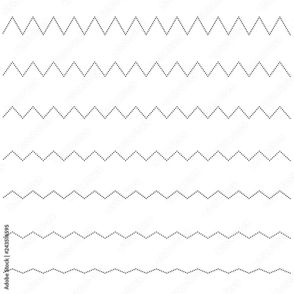 Wall mural set of seamless lines dots zigzag. graphic design elements.