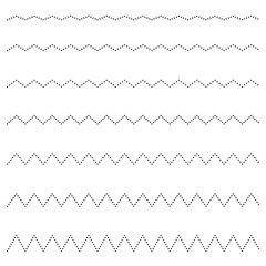 Set of seamless lines dots zigzag. Graphic design elements.