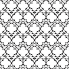 Gothic rosette seamless pattern. Popular architectural motiff in Medieval european art. Element for designing Coats of arms, medieval style illustrations. Black and white. EPS 10 vector illustration