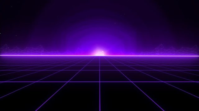 Animation of a Futuristic Retro Neon background. As if from some 80s computer game.