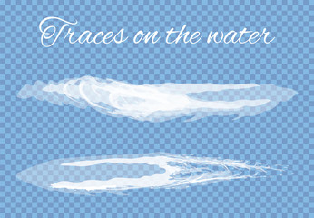 Water Traces Left by Boats or Ships with Motor Set