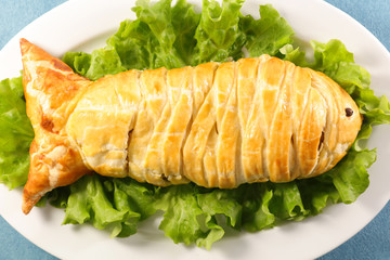 fish dough and salad