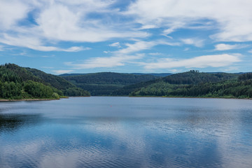 Fototapeta na wymiar Zillierbach Dam lake in Harz, Germany