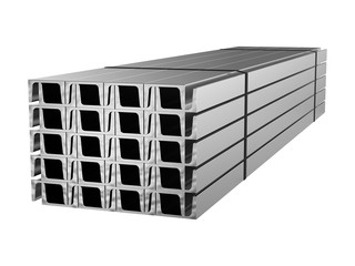Galvanized steel channel. Metal products. 3d illustration