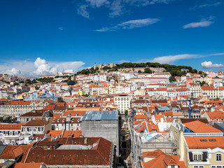 Fototapeta na wymiar View over the city and the Castelo de São Jorge, Baixa, Lisbon, Portugal