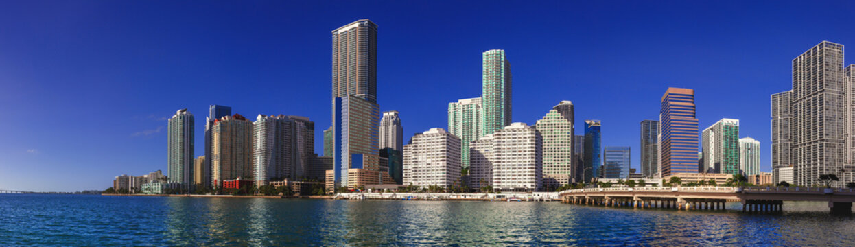 Miami Brickel skyline , Panoramic view, Miami Florida skyscrapers