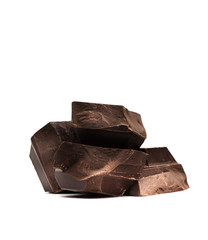Dark chocolate on a white background