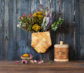 Dried herbs and flowers. Herbal medicine concept